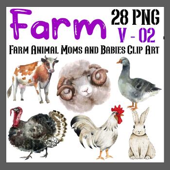 Preview of Farm Animal Moms and Babies Clip Art Set - Real Photo  28 PNG / V-02