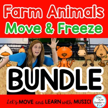 Preview of Farm Animal Move and Freeze Video, Flash Cards, Activities: BUNDLE