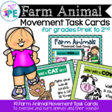 Farm Animal Movement PE & Brain Break Task Cards