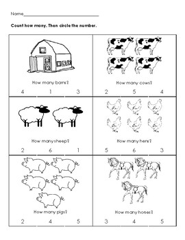 Farm Animal Number Identification by Erica Ashton | TpT