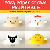 Farm Animal Paper Crowns, Party Hats, Printable Barnyard H