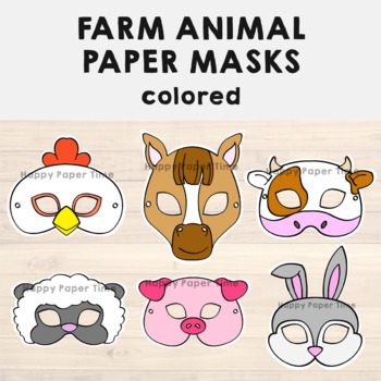 Farm Animal Paper Masks Printable Craft Activity Costume Template