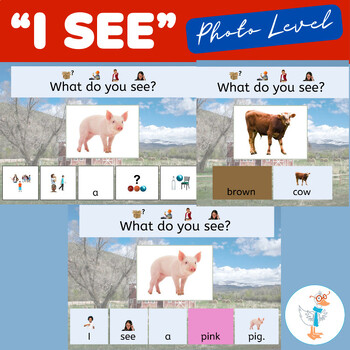 Preview of Farm Animal Phrases With Color Descriptor-Adapted Book BUNDLE-Increasing MLU