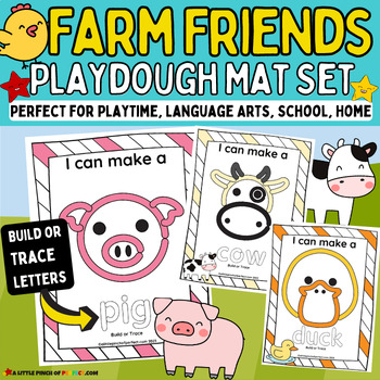 Preview of Farm Animal Printable Playdough Mats Toddler, Preschool, Kindergarten