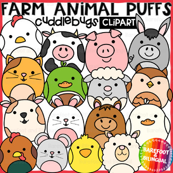 Preview of Farm Animal Puffs Clipart - Cuddlebugs Collection Farm Clipart