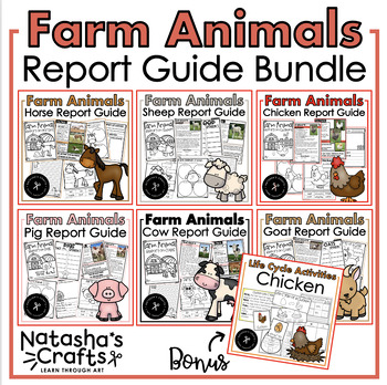 Preview of Farm Animal Report Guides Research Informative Writing Bundle