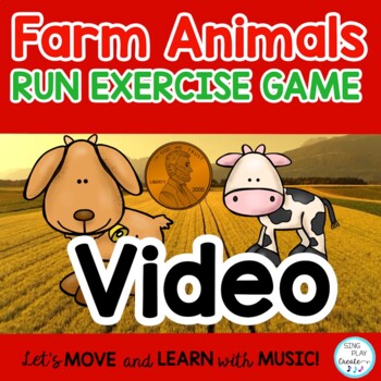 Preview of Farm Animal Run Exercise for Kids, Brain Break, P.E. Indoor Workout, Game