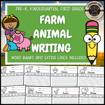 Preview of Farm Animal Writing Farm Animal Unit Worksheets PreK Kindergarten First TK