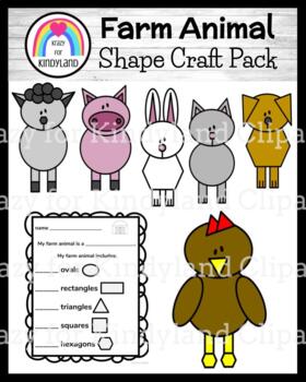 Preview of Farm Animals Shape Craft, Counting Math Activities: Chicken, Pig, Rabbit, Cat