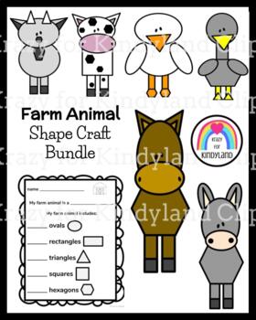 Preview of Farm Animal Shape Craft, Counting Math Activities: Cow, Horse, Duck, Goat, Goose