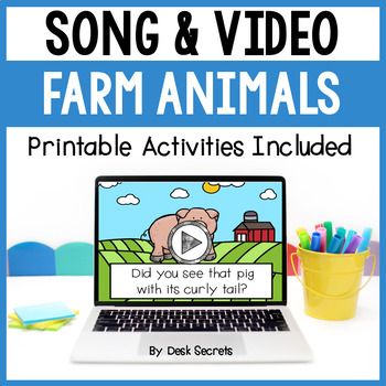Preview of Farm Animal Poem / Song & Video With Writing & Sequencing Activities & More