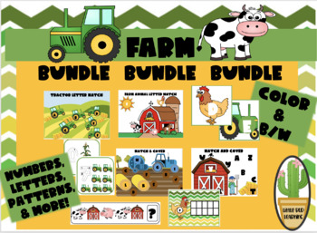 Preview of Farm/ Animal Theme: Numbers, Letters, Patterns, Ten Frames Bundle Pack