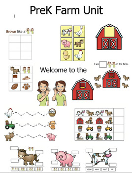 Preview of Farm Animal Themed 2 Week PreK Lesson Bundle!! with ASL Options!!