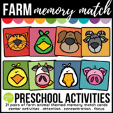 Farm Animal Themed Memory Match Preschool Cards