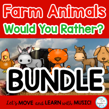 Preview of Farm Animal "Would You Rather" Exercise Brain Break Activity Bundle