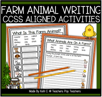 Preview of Farm Animals Writing Activities With Graphs and Vocabulary Strips