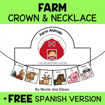 Preview of Farm Animals Activity Crown and Necklace Crafts + FREE Spanish