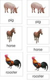 Farm Animals (3 Part Montessori Cards)