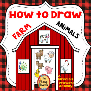 Preview of Farm Animals A How to Draw Directed Drawing Activity | Writing
