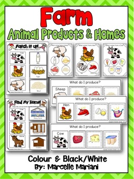 Preview of FARM ANIMAL PRODUCT AND HOMES- LITERACY CENTER MATS