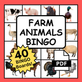 Farm Animals BINGO Game Activity | ESL/ELL, Primary, SPED,