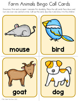 Farm Animals Bingo Game by The Kinder Kids | TPT