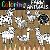 Farm Animals - Black & White Clipart Coloring Objects