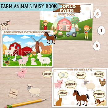 Preview of Farm Animals Busy Book, Farm Life Learning Binder, Quiet Book Homeschool