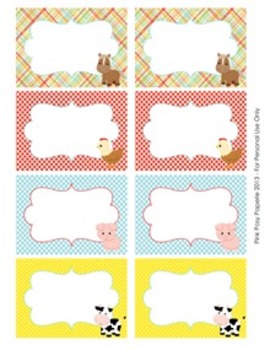 Farm Animals Daycare Labels Pack