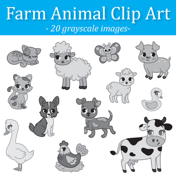 clipart black and white farm animals