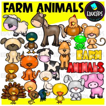 Preview of Farm Animals Clip Art Set {Educlips Clipart}