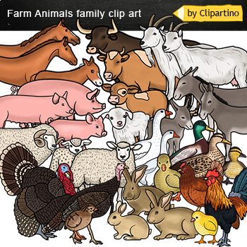Preview of Farm Animals Clip art Commercial use /Farm Family /Moms and Babies Clip Art