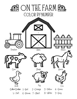 Farm Animals Color By Number by Sierra Kile | TPT