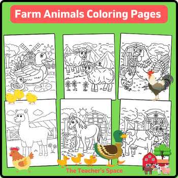 Farm Animals Coloring Pages by The Teacher's Space | TPT