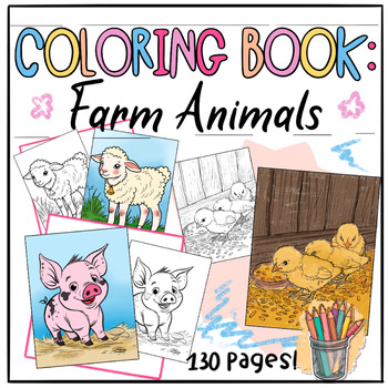 Preview of Farm Animals Coloring Pages | Cute animals coloring pages for kids and adults