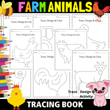 Preview of Farm Animals Coloring Pages | Pencil Control, Handwriting Practice Activity