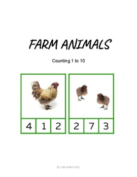 Preview of Farm Animals Counting Activity, Montessori Clothespin Activities, Count and Clip