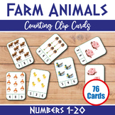 Farm Animals Counting Clip Cards (76 Cards), Numbers 1-20