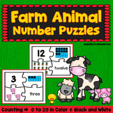 Farm Animals Counting Puzzles: Number Tracing, Counting 20