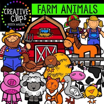 Preview of Farm Animals and Kids Clipart {Creative Clips Clipart}