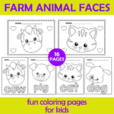Farm Animals Faces Coloring & Tracing Pages