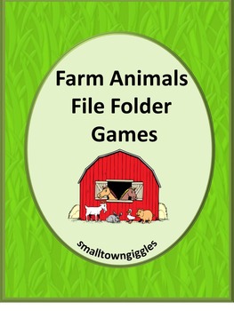 Preview of Farm Animals File Folder Games for Special Education Math Reading Autism