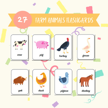 Farm Animals Flashcards by zoyakids | TPT