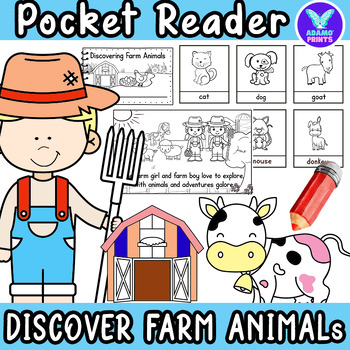 Preview of Farm Animals GAME Pocket Chart Match Vocab Kindergarten NO PREP Activities