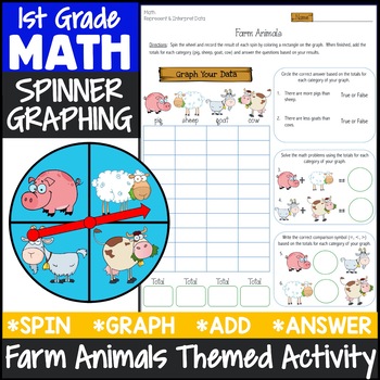 Preview of 1st Grade Math Graphing Farm Animals Themed Activity {Math Center 1st Grade}