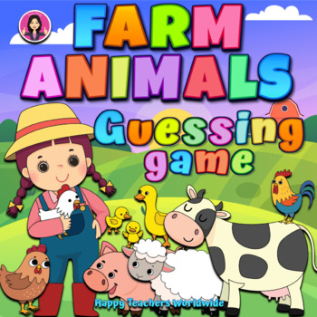 Preview of Farm Animals Guessing game and Fun facts Powerpoint game with sound effects