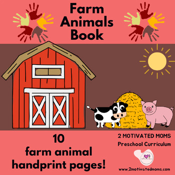 Farm Animals, Handprint Keepsake Book, Preschool, Kindergarten, Printables