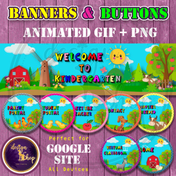 Preview of Farm Animals Headers and Buttons Animated and Ready to Go