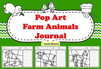 Preview of Farm Animals Journal, Coloring Pages, Pop Art Project