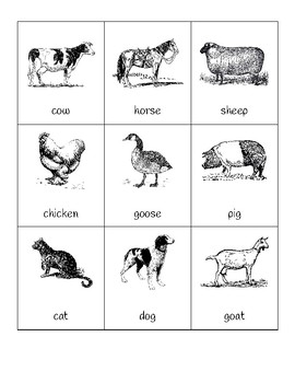 Farm Animals Matching Cards Beautiful In Black And White Tpt